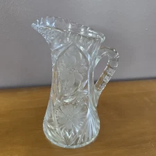 Vtg. GERMAN CUT CRYSTAL WATER PITCHER ~ 9 7/8” ~ 32 OZ. ~ C. 1950’S ~ BEAUTIFUL