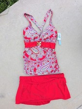 nwt antonio melani Tankini Paisley Swimsuit Skort Set