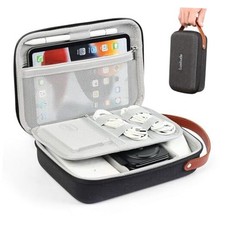 Tech Organizer Travel Case, Portable Electronics Single Layer Hard Black