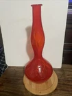 Orange Vase – Mid-Century Murano Style 19” Handblown Diamond Pattern