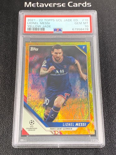 2021-22 Topps UCL Jade Edition Yellow Jade Foil Lionel Messi 20/50 PSA 10 #10