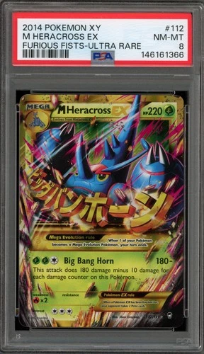 Pokemon M Heracross EX XY Furious Fists Holo Ultra Rare #112 PSA 8