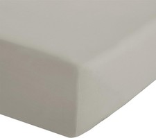 Image of Catherine Lansfield Easy Iron Percale Single Fitted Sheet - Natural