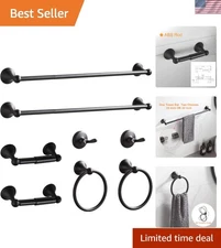 Bathroom Hardware Set Matte Black Adjustable Expandable Bath Towel Bars Bathr...
