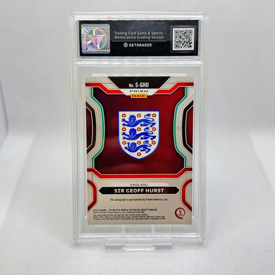 2022 Panini Prizm Qatar WC Sir Geoff Hurst Breakaway Auto GetGraded 10 - England - Image 3 of 3
