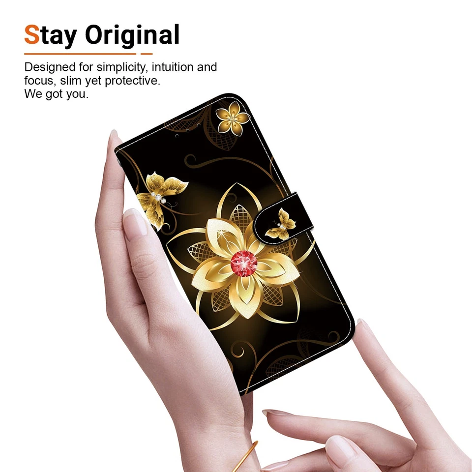 Magnetic Card Slot Flip Flower Leather Shockproof Phone Case For Various Covers - Image 4 of 4