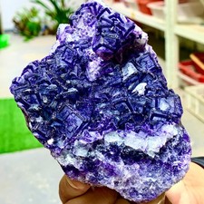 1.25LB  Rare transparent purple cubic fluorite mineral crystal sample/China