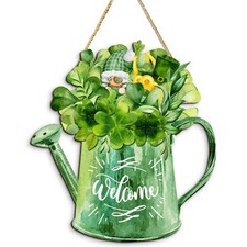 Welcome St. Patrick's Day Door Hanger Shamrock Wooden Hanging Sign Lucky Iris...