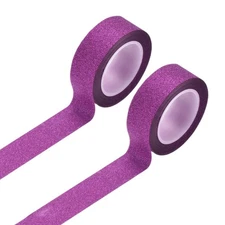 2 Rolls Glitters Washi Tape 0.6 Inch x 11 Yards Decorative Tape, Purple