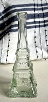 Vintage Eiffel Tower Glass Bottle Decanter Light tinted Green Glass 7 