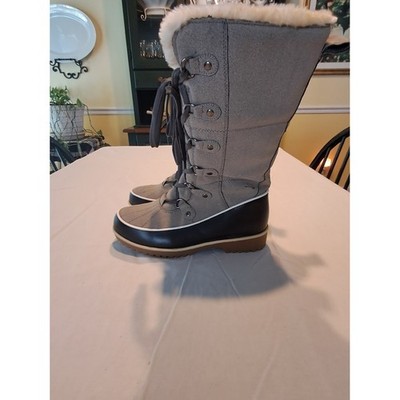 Apres Women's Gray Lace-Up Winter Boots with Faux Fur Trim Size 9