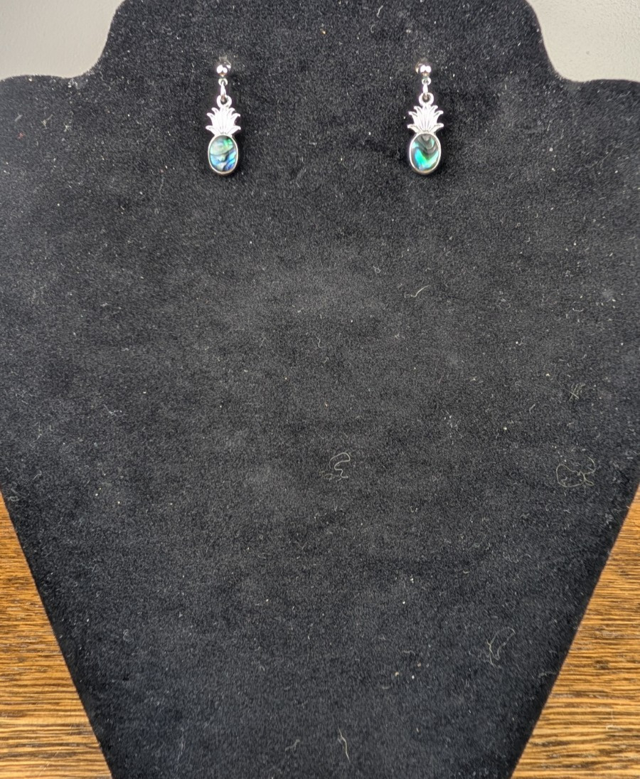 Abalone Shell Pineapple Earrings Pierced Dangle S… - image 5