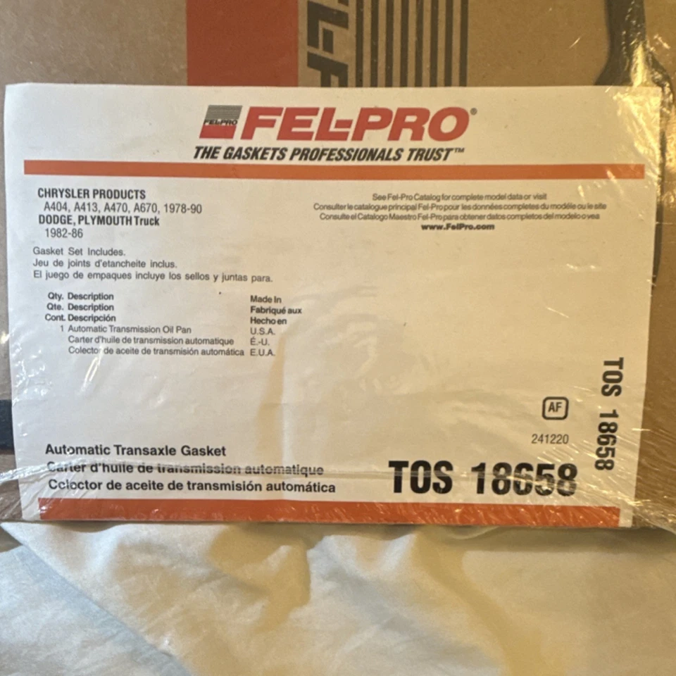 Fel-Pro TOS 18658 Automatic Transmission Pan Gasket. - Image 2 of 4