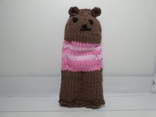 HANDMADE KNITTED MAMA BEAR IN PINK SWEATER 7" PLUSH UNBRANDED ML592 