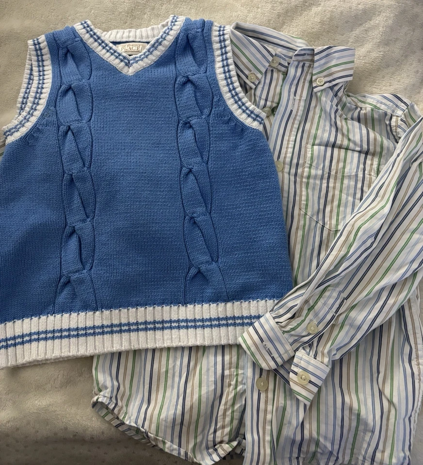 Chicos The Children’s Place Suéter Chaleco y Botones Combo Azul Talla 4 Foto 4 de 4