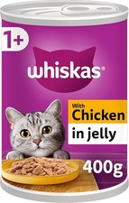 Whiskas 1+ Chicken in Jelly Pack of 12 x 400 g Cans, Adult Cat Wet Food 5.39 per kilo