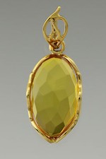 Genuine BALTIC AMBER Silver Gold Plated Honey Faceted Pendant 5.2g p161130-7