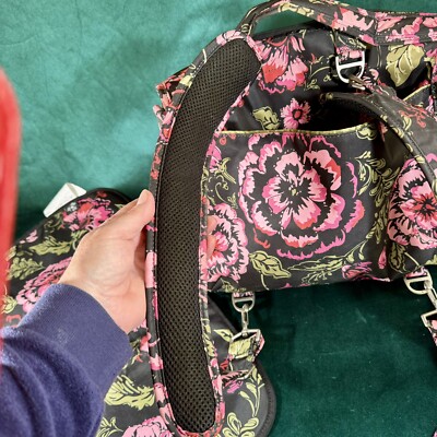 JuJuBe Black Floral Messenger Backpack BFF Diaper Bag And  display picture 3