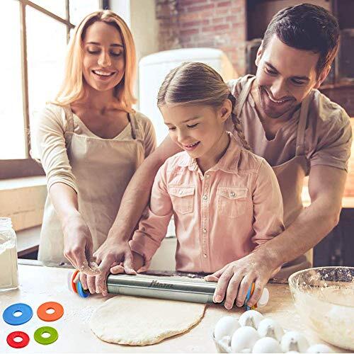 Rolling Pin And Silicone Baking Pastry Mat Set Stainless Steel Dough Roller With - Picture 6 of 8