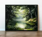 Beautiful Pond Lake Forest Oil Painting Wall Art Print On Canvas Artprint