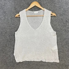 Naif Montreal Top Womens M Medium Beige Linen Sleeveless Tank V-neck 55211