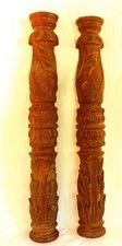 2 ANTIQUE PILASTERS CARVED MAHOGANY c.1820