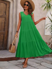 S-XXL Holiday Beach Dress Casual Vacation Holiday Long V-Neck Summer Fashion NEW