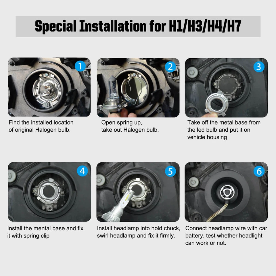 LASFIT H7 LED Headlight Bulb Conversion Kit High Low Beam Lamp 6000K Super White - Image 3 of 4