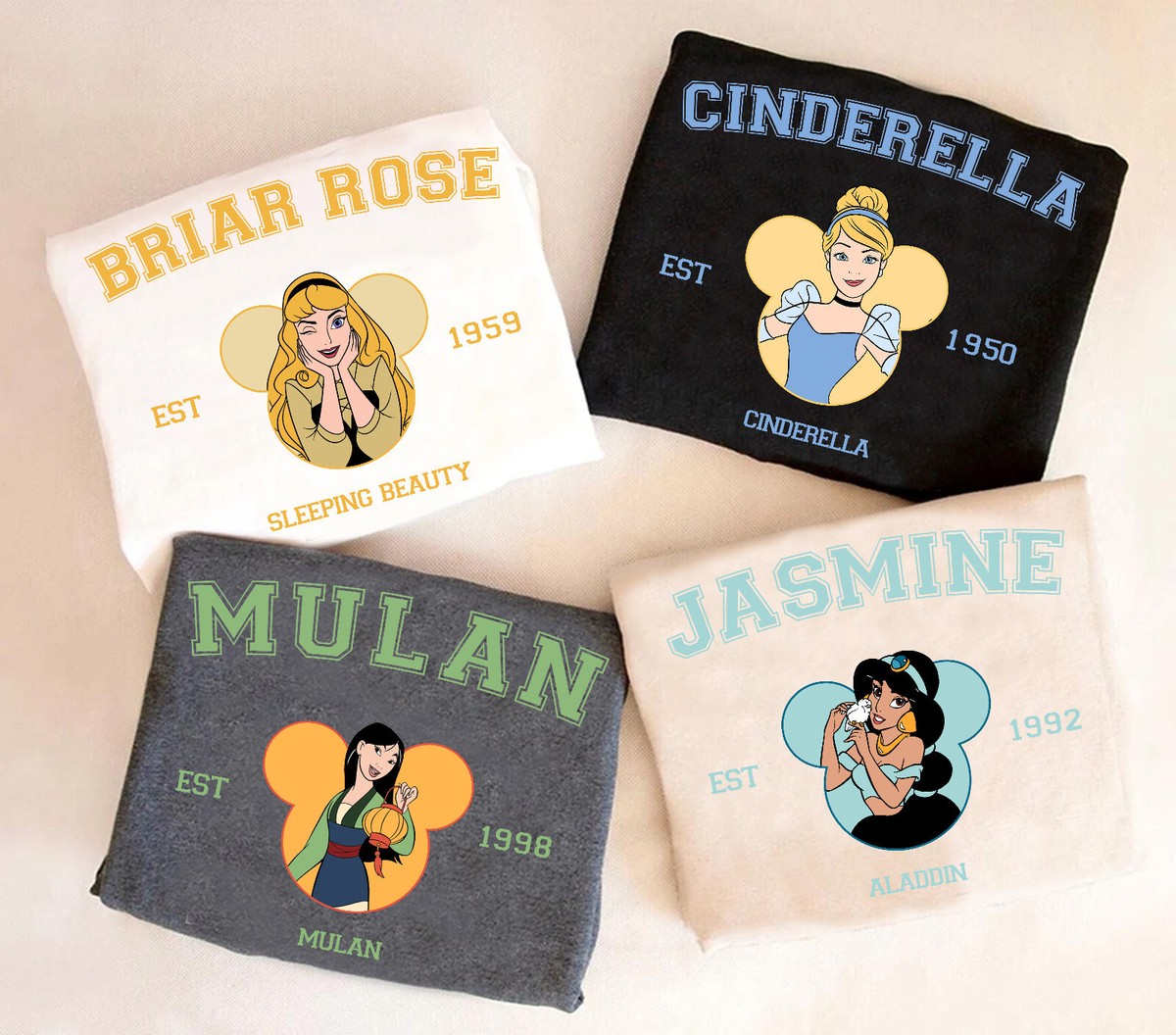 Retro Disney All Princesses EST Snow White Belle Ariel Elsa Unisex