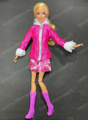 Barbie Doll Pink Winter Coat with Fur Jacket/Outfit/Clothes and