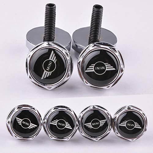 4x mini Car Metal License Plate Frame Screw Bolt Cap Covers Nuts