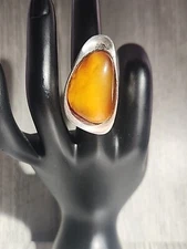 Vintage Sterling .925 Butterscotch Stone (Ring With Sizer Is 8)
