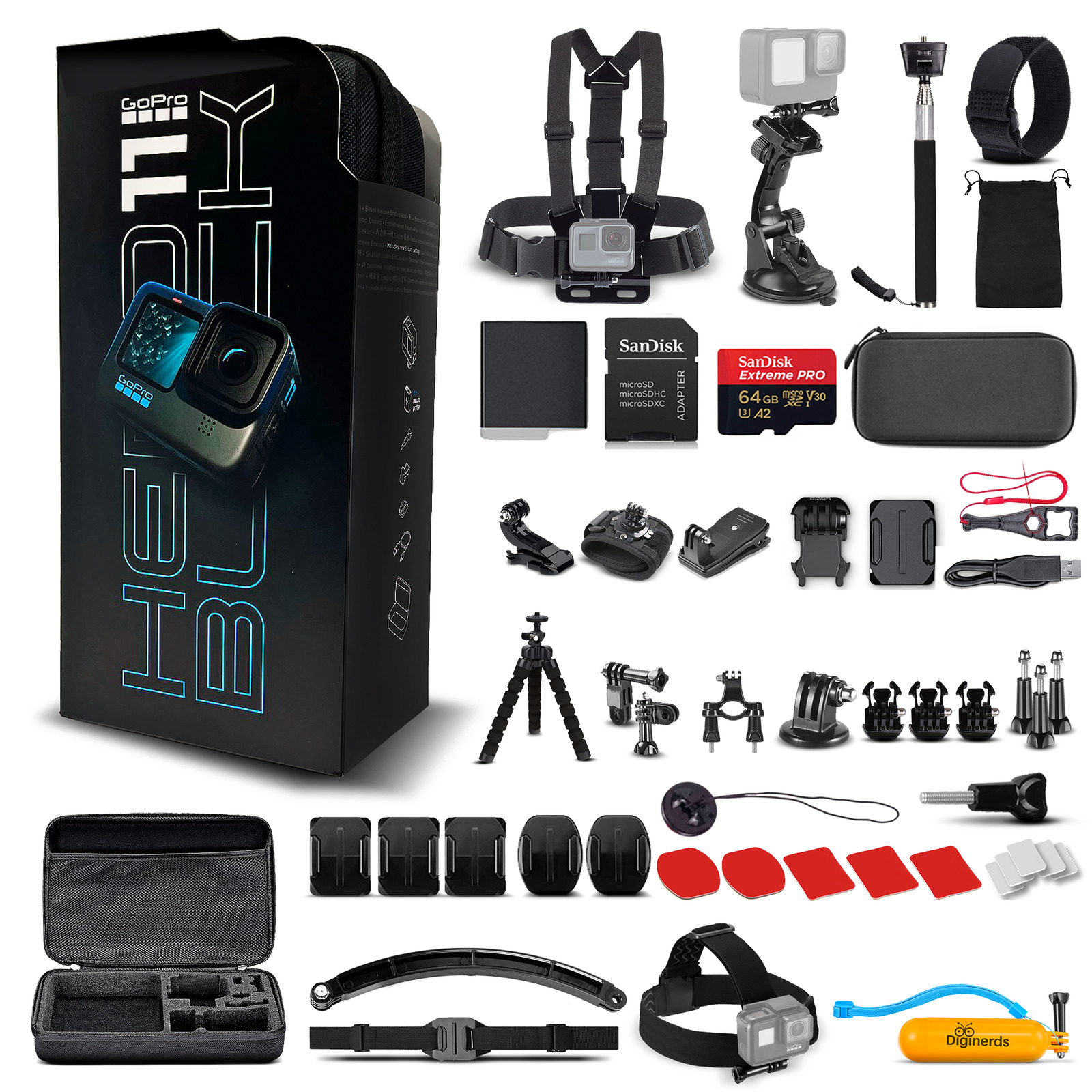 GoPro HERO11 - Waterproof Action Camera + 64GB Card and 50 Piece Accessory Kit