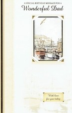DAD EX-LARGE BIRTHDAY CARD Special 8 PAGE INSERT With LOVELY WORDS Boats Design