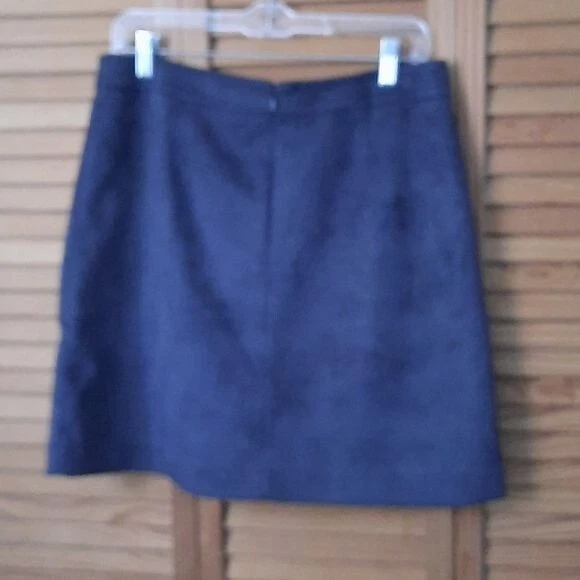 Falda Loft Azul Imitación Gamuza Parche Bolsillos Con Cremalleras Completamente Forrada Línea A Talla 8 Foto 2 de 4