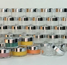 Cosmetic Jar Plastic Beauty Makeup Container 10 Gram Ml Silver Trim Lid(100)3011