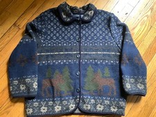 Sonoma Jean Co. Wool Blend Vtg Rustic Moose Trees Jacket Size X-lg Cabin