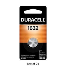 CR1632 Duracell 3 Volt Lithium Coin Cell Battery Box of 24 
