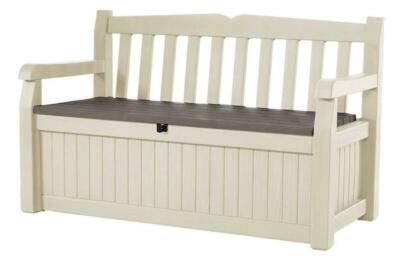 Keter Plastic Garden Storage Bench Outdoor Furniture in Beige And Brown  Seat NEW UK