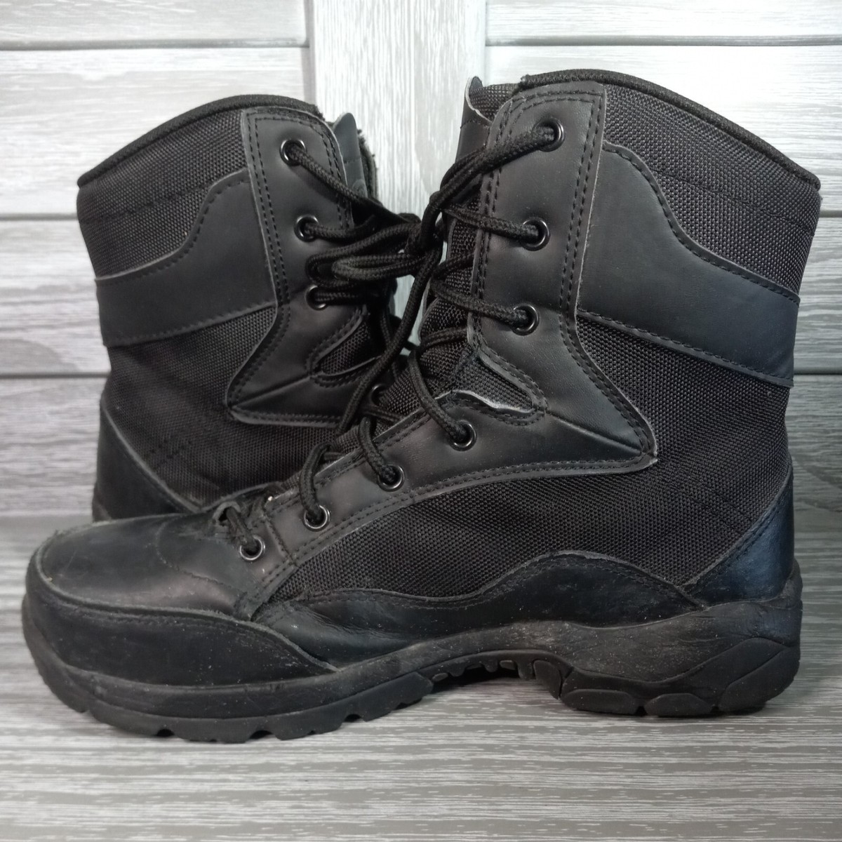 Interceptor Mens Force Tactical Boots Black Leather Lace Up Moc