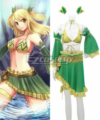 green emerald velvet dress Season 2 Lucy Heartfilia Outfit Cosplay Costume