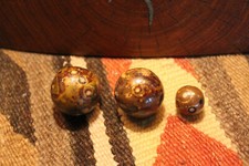 3 Very Old German Brown Bennington Clay Salt Glazed Marbles size 30mm and 18mm