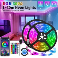 100ft 50ft LED Strip Lights 5050 RGB Bluetooth Color Change Remote for Rooms Bar