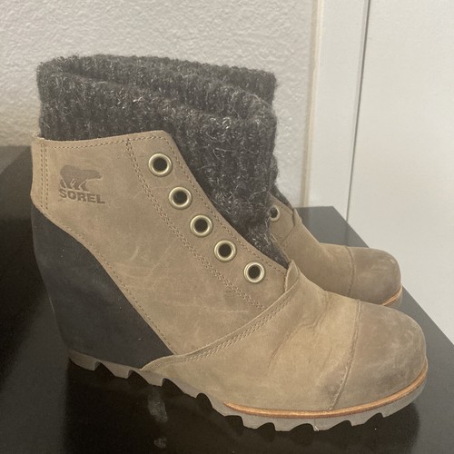 SOREL JOANIE Sweater Wedge Ankle Boots 