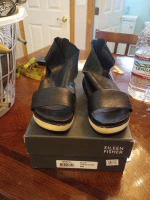 EILEEN FISHER Sport Tumbled Leather Sneaker Sandal Black - 8 US