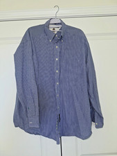 Tommy Hilfiger Men s Button Down Shirt 16.5 34 Blue Gingham Check Cotton Classic