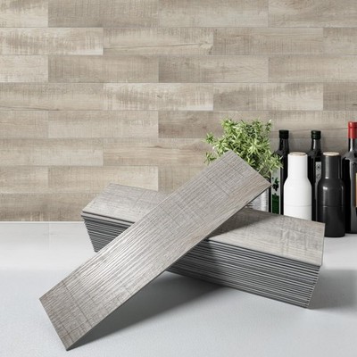W&S 24 PCS Beige Distressed Wood Peel and Stick Vinyl Floor Tiles,Stick on Wo...