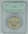 1941 PCGS MS66 Walking Liberty Half Dollar Rattler Holder