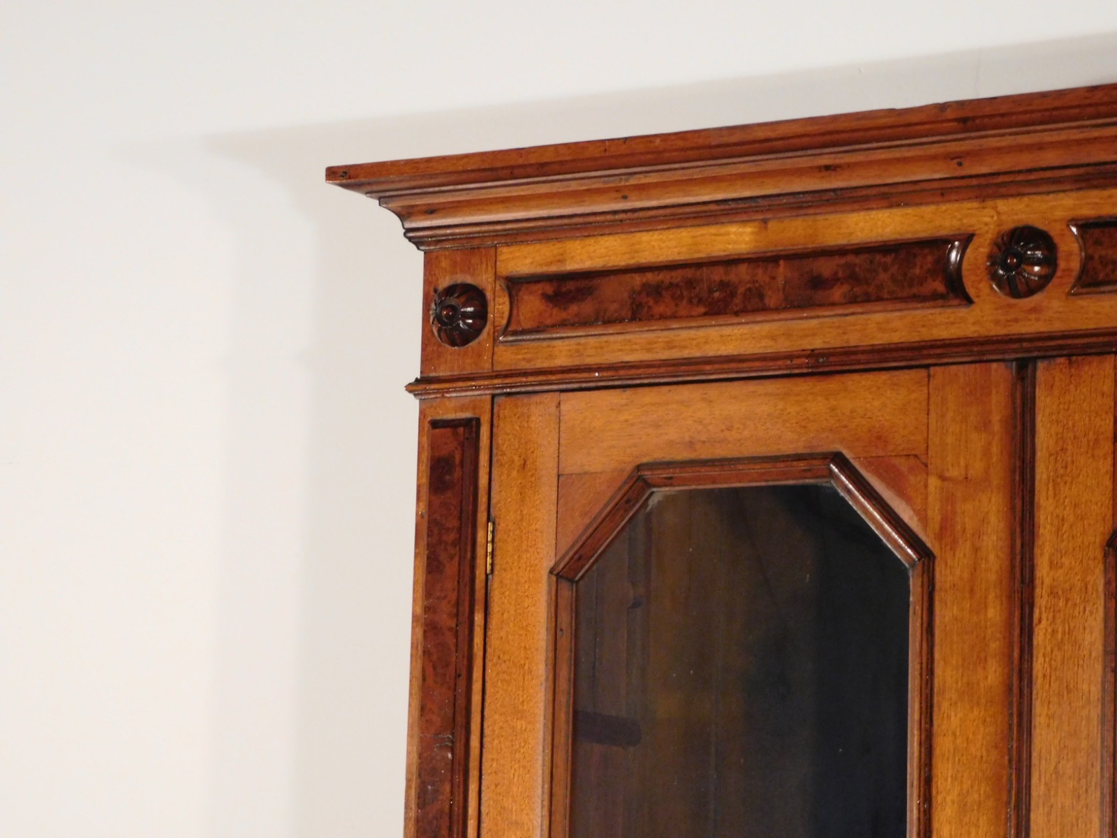 ANTIQUE 1880s Victorian Eastlake Burled Walnut Cylinder Secretary Bookcase Desk