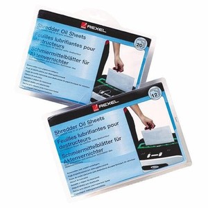 Rexel 2101949 Shredder Oil Sheets, Shredder Maintenance,white,, Pack of 20, A5 S
